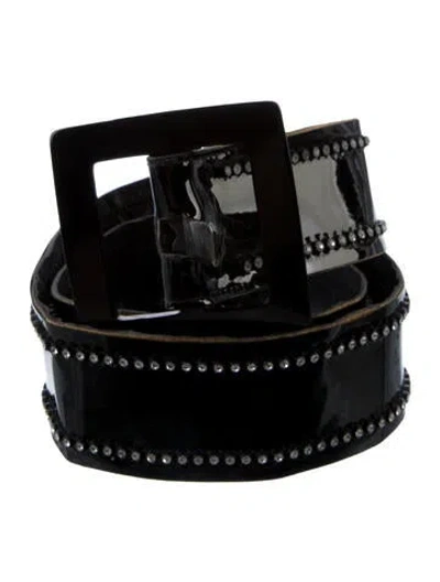 Pre-owned Saint Laurent Wide Leather Belt In Black