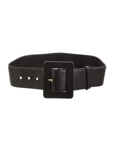 Pre-owned Saint Laurent Wide Leather Belt In Black