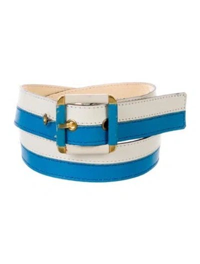 Pre-owned Saint Laurent Wide Leather Belt In Blue