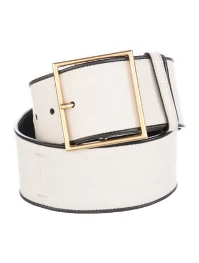 Pre-owned Saint Laurent Wide Leather Belt In Neutral