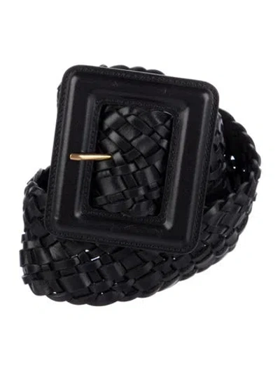 Pre-owned Saint Laurent Wide Leather Belt W/ Tags In Black