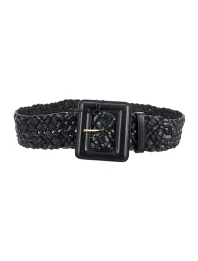 Pre-owned Saint Laurent Wide Leather Belt W/ Tags In Black