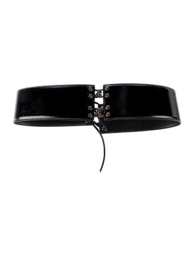 Pre-owned Saint Laurent Wide Leather Waist Belt In Black