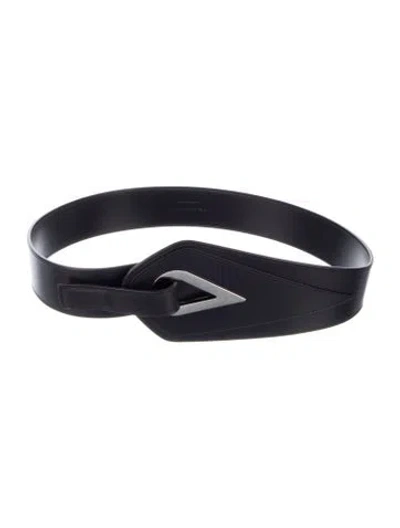 Pre-owned Saint Laurent Wide Leather Waist Belt In Black