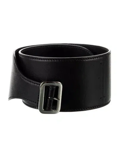 Pre-owned Saint Laurent Wide Leather Waist Belt In Black