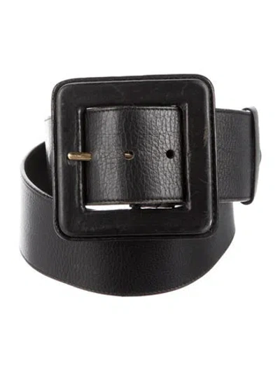 Pre-owned Saint Laurent Wide Leather Waist Belt In Black