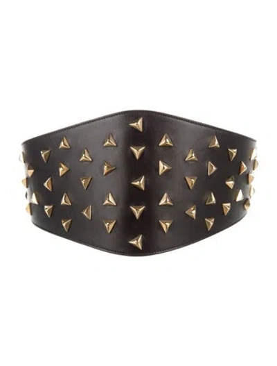 Pre-owned Saint Laurent Wide Leather Waist Belt In Black