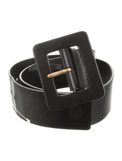 Pre-owned Saint Laurent Wide Leather Waist Belt In Black