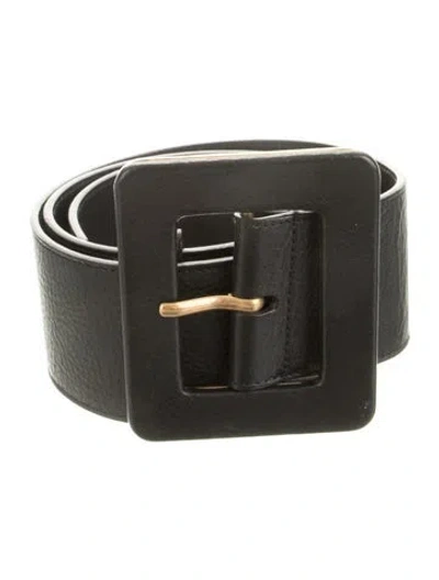 Pre-owned Saint Laurent Wide Leather Waist Belt In Black
