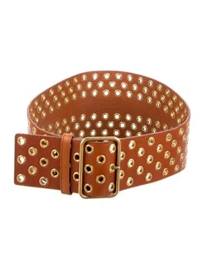 Pre-owned Saint Laurent Wide Leather Waist Belt In Brown