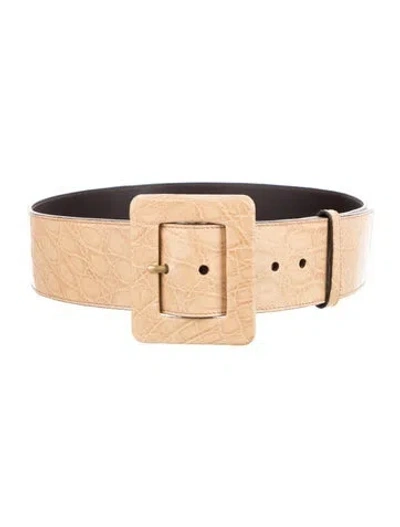 Pre-owned Saint Laurent Wide Leather Waist Belt In Neutral