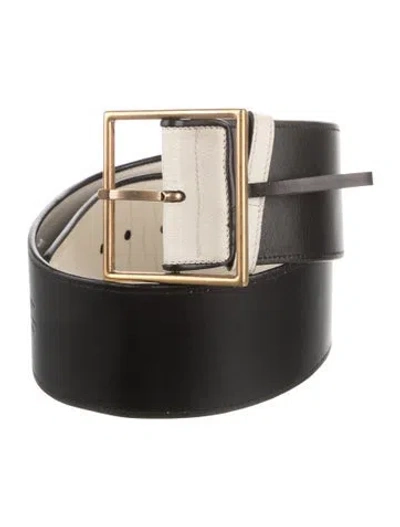 Pre-owned Saint Laurent Wide Leather Waist Belt In Neutral