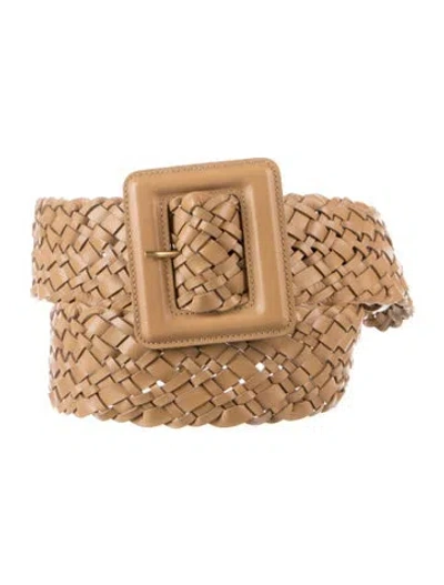 Pre-owned Saint Laurent Wide Leather Waist Belt In Neutrals