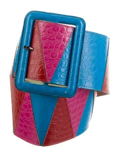 Pre-owned Saint Laurent Wide Leather Waist Belt In Red