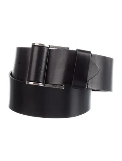 Pre-owned Saint Laurent Wide Leather Waist Belt W/ Tags In Black