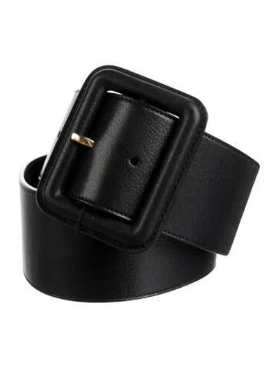 Pre-owned Saint Laurent Wide Leather Waist Belt W/ Tags In Black