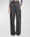 Saint Laurent Grey Wide Leg Pants In Ropenat