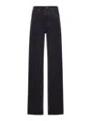 Saint Laurent Wide-leg Denim Jeans With A V-waisted Waist In Black