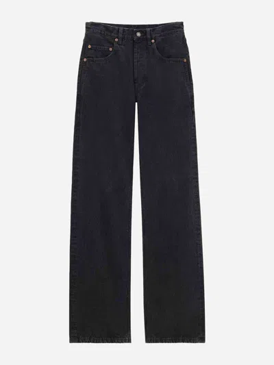 Saint Laurent Wide Leg Jeans In Black