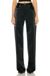 Saint Laurent Wide Leg In Crinkle Black