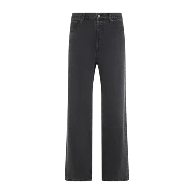Saint Laurent Wide-leg Jeans With Classic Fit And Durable Cotton Fabric In Black