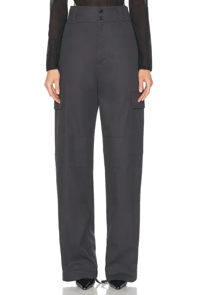 Saint Laurent Wide Leg Pant In Gris Fonce