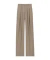 Saint Laurent Wool Tailored Trousers In Taupe Beige