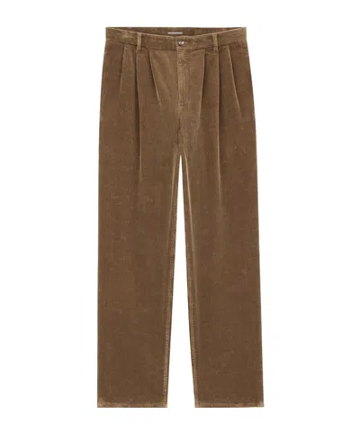 Saint Laurent Wide-leg Pants In Corduroy In Brown