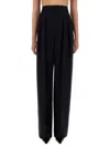 Saint Laurent Wide-leg Pants In Grain De Poudre In Blue