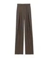 Saint Laurent Wide-leg Pants In Herringbone Wool In Brown