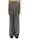 Saint Laurent Grey Pants With Pences And Belt Loops In Wool Woman