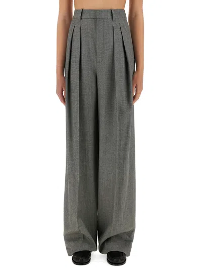 SAINT LAURENT WIDE-LEG PANTS IN WOOL CHINÉ