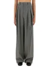 Saint Laurent Grey Pants With Pences And Belt Loops In Wool Woman In Gray
