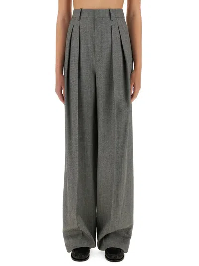 SAINT LAURENT SAINT LAURENT WIDE-LEG PANTS IN WOOL CHINÉ