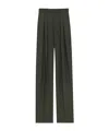 Saint Laurent Wide-leg Pants In Wool Gabardine In Kaki