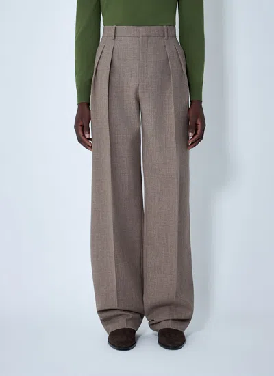 Saint Laurent Wide-leg Tailored Panrs In Brown