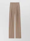 Saint Laurent Wide-leg Tailored Pants In Caviar Wool