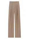 Saint Laurent Wide-leg Tailored Pants In Caviar Wool