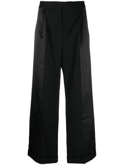 Saint Laurent Wide-leg Tailored Trousers In Schwarz