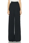 Saint Laurent Pinstripe Wide-leg Pleated Trousers In Noir Gris
