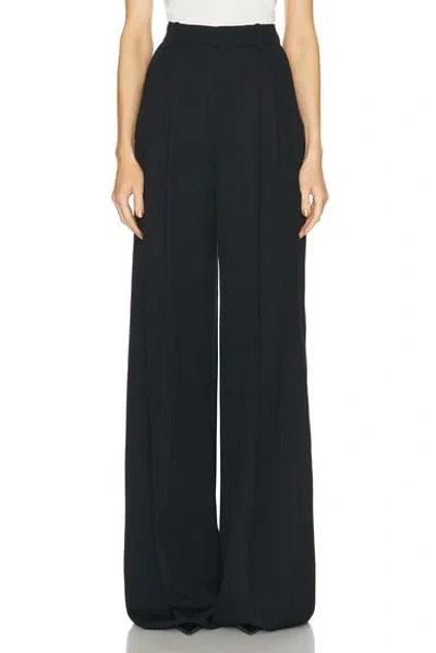 Saint Laurent Pinstripe Wide-leg Pleated Trousers In Nero/rocci