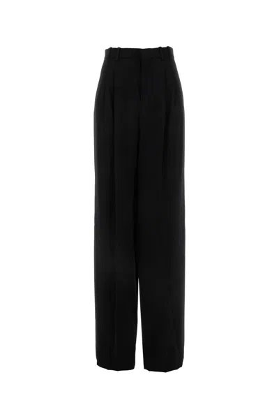 Saint Laurent Wide-leg Wool Pants For Women In Black