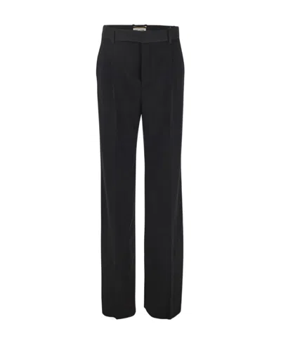 Saint Laurent Wide-leg Wool Trousers In Black