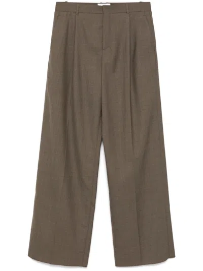 Saint Laurent Wool Tailored Trousers In Brown