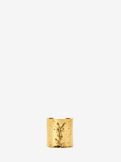 Saint Laurent Wide Open Cassandre Bracelet In Gold