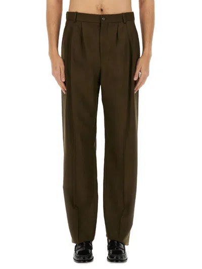 Saint Laurent Wide Pant In Green