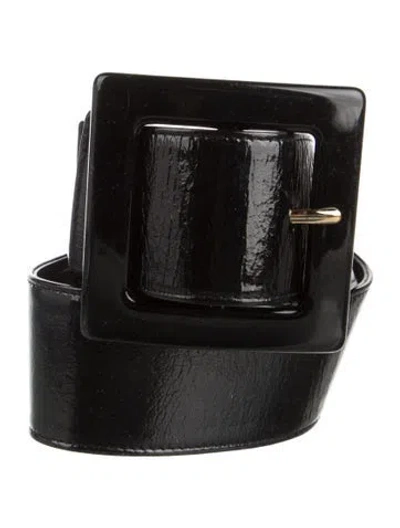 Pre-owned Saint Laurent Wide Patent Leather Belt In Black