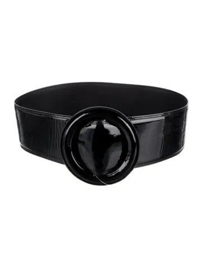 Pre-owned Saint Laurent Wide Patent Leather Belt In Black