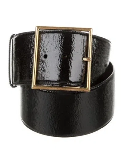 Pre-owned Saint Laurent Wide Patent Leather Belt In Black