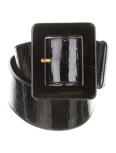 Pre-owned Saint Laurent Wide Patent Leather Waist Belt In Black